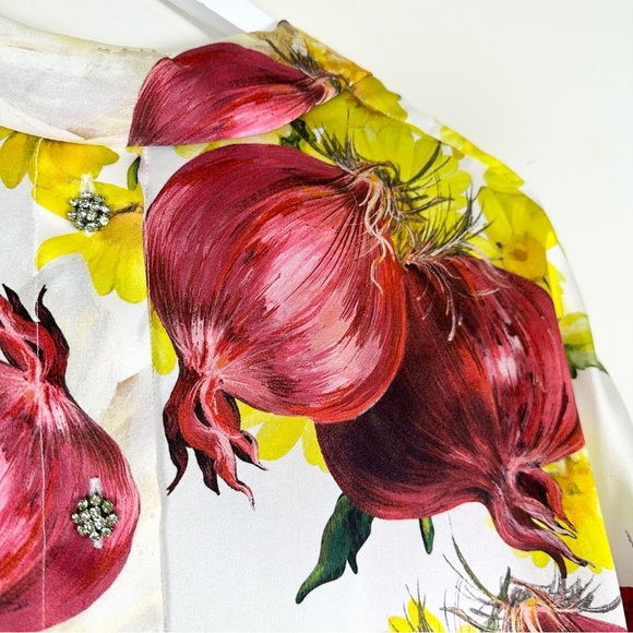 Dolce Gabbana Onion Print Silk Blouse Top - Picture 11 of 14